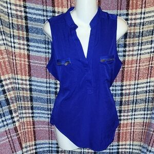 💚Elegant Royal Blue Sleeveless Blouse